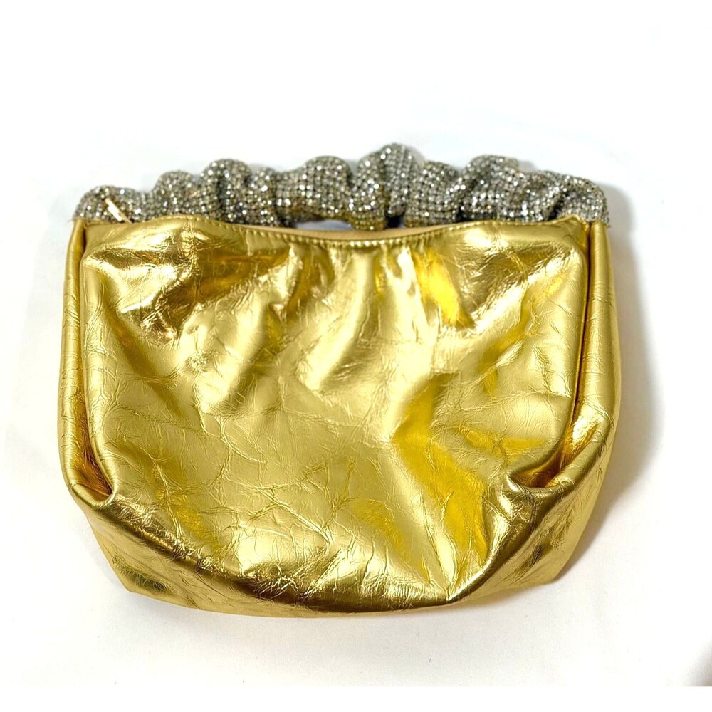 Liliana Metallic Gold Rhinestone Scrunchie Handle Handbag